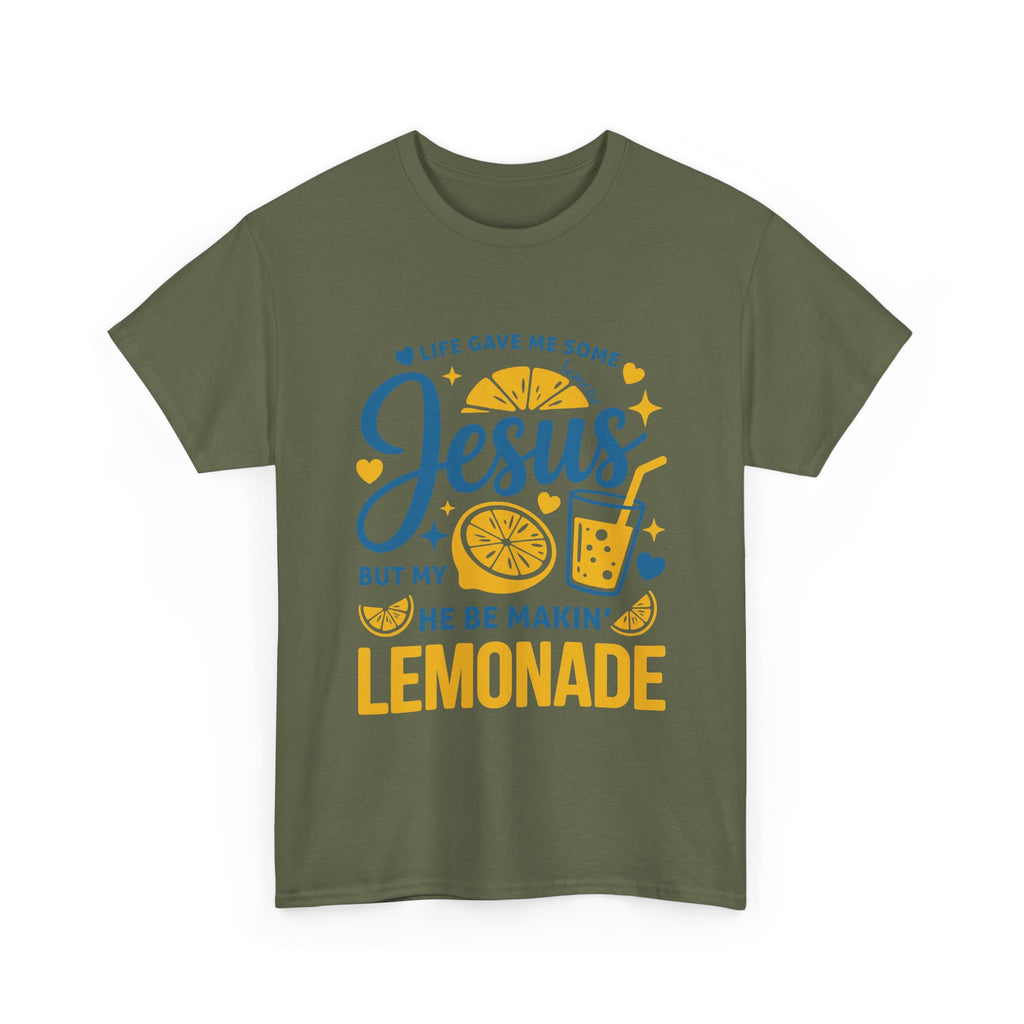 Christian Lemonade T-Shirt — “Life gave me some lemons but my Jesus He be makin’ lemonade”. Unisex Cotton Tee