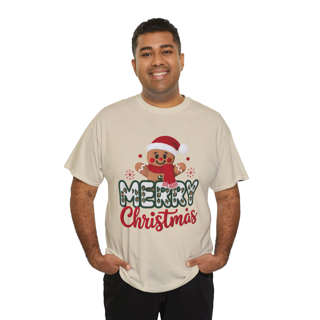 Gingerbread Santa 'Merry Christmas' Unisex Cotton Tee T-Shirt