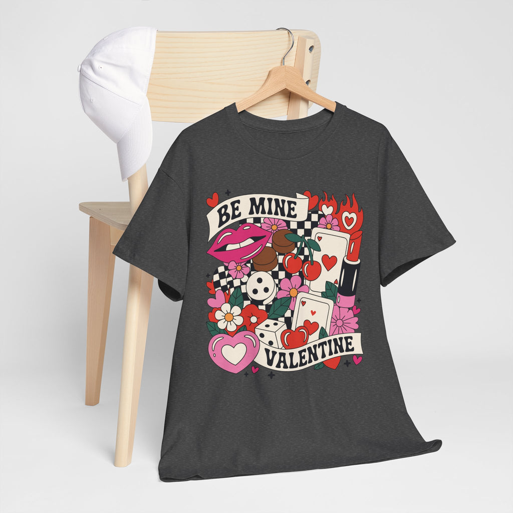 Be Mine Valentine Pop-Art Tee — Lips, Cherries & Retro Valentine Collage...Unisex Cotton Tee