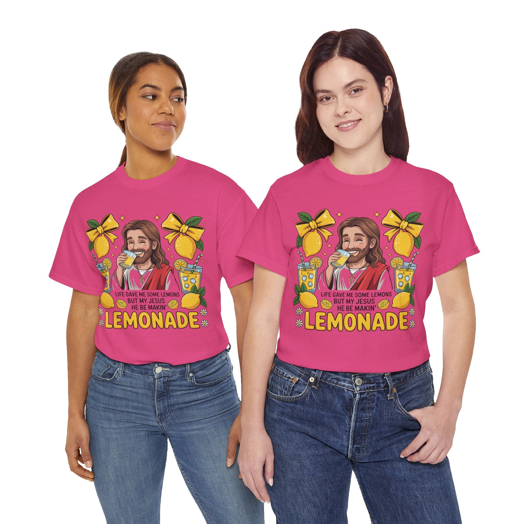 Jesus Drinking Lemonade T-Shirt — "Life Gave Me Some Lemons" Christian Unisex Cotton Tee