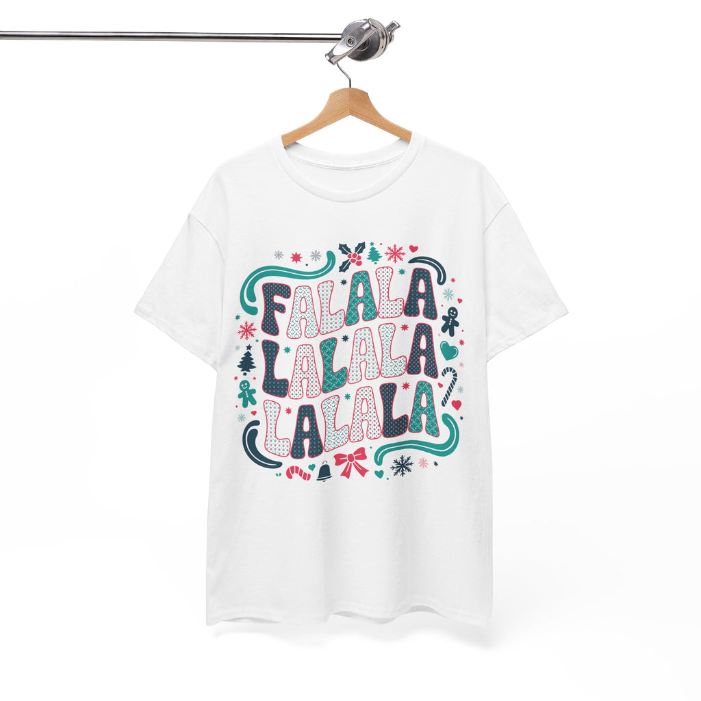 Fa La La La La Christmas T-Shirt — Festive Candy Cane & Gingerbread Holiday Unisex Cotton Tee