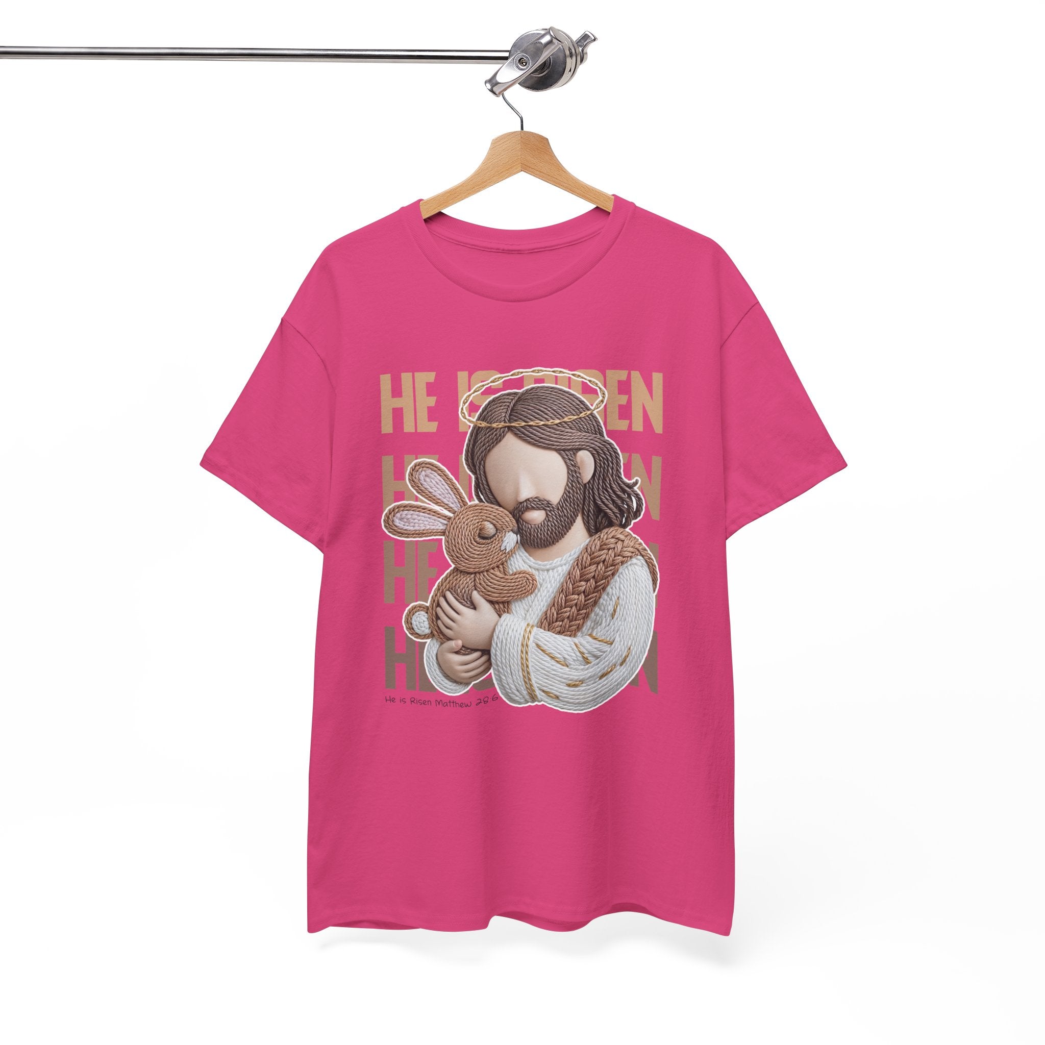 He Is Risen Matthew 28:6 Jesus With Lamb Unisex Cotton T-Shirt