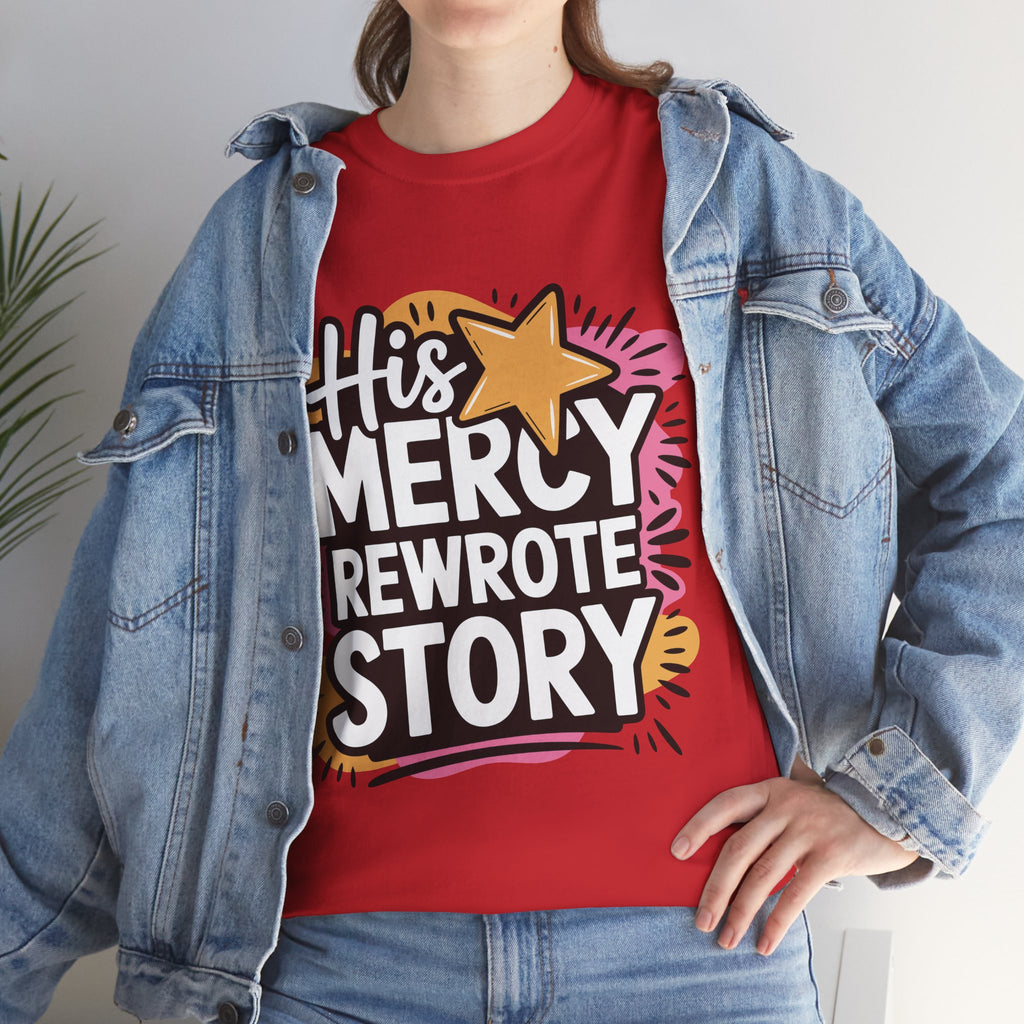 His Mercy Rewrote My Story Tee — Retro Christian Graphic T-Shirt