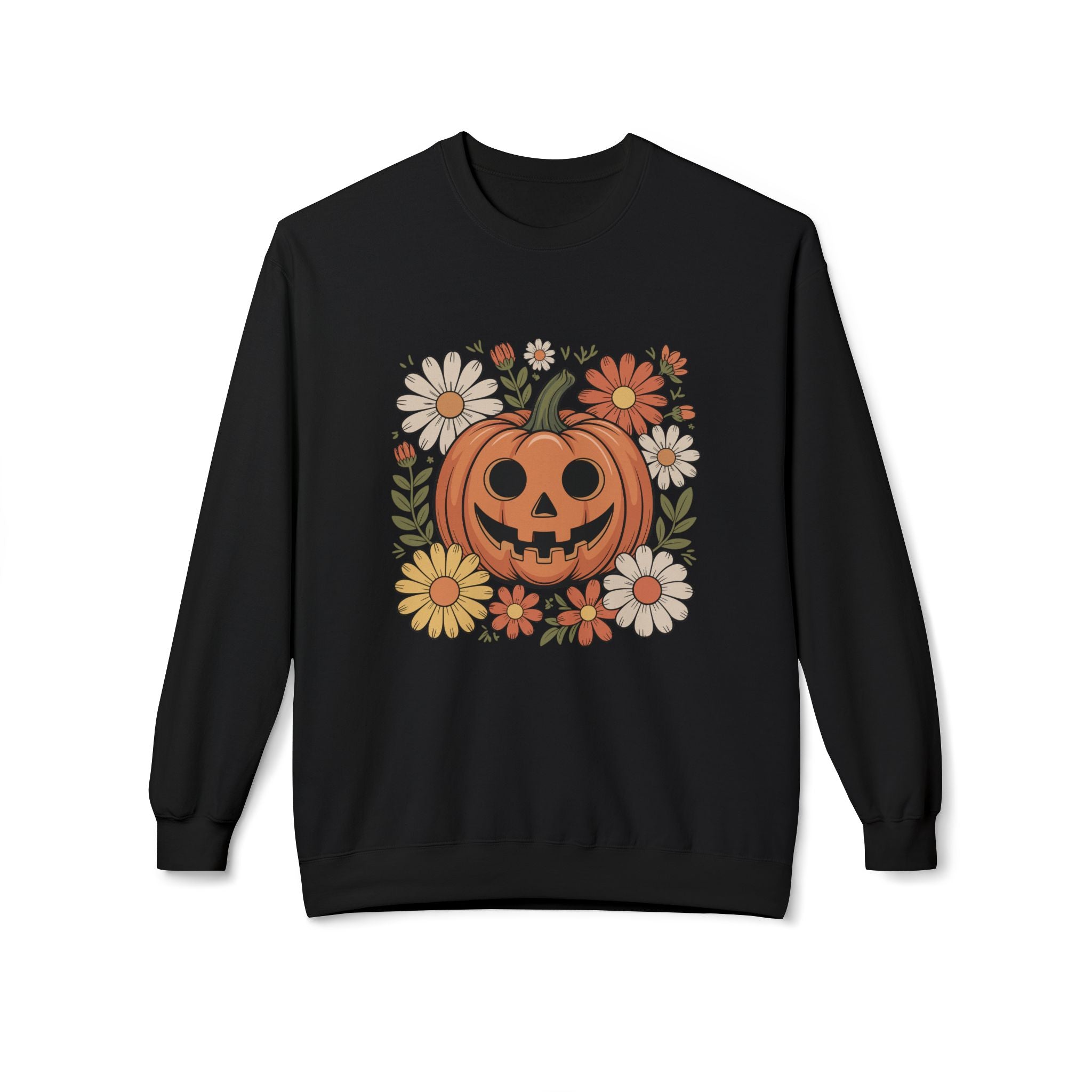 Halloween Pumpkin Floral Crewneck Unisex Sweatshirt