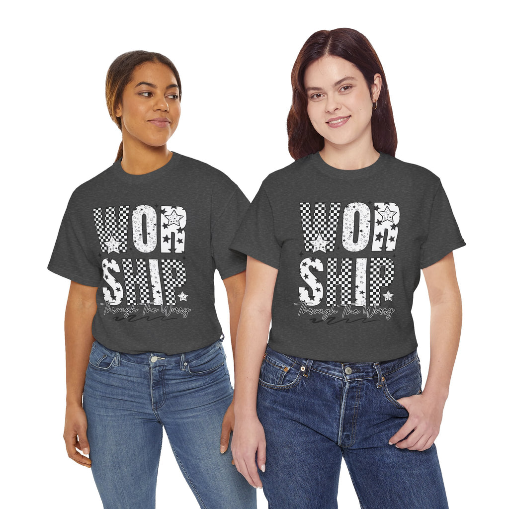 WORSHIP Through The Worry Checkerboard Unisex Cotton Tee
