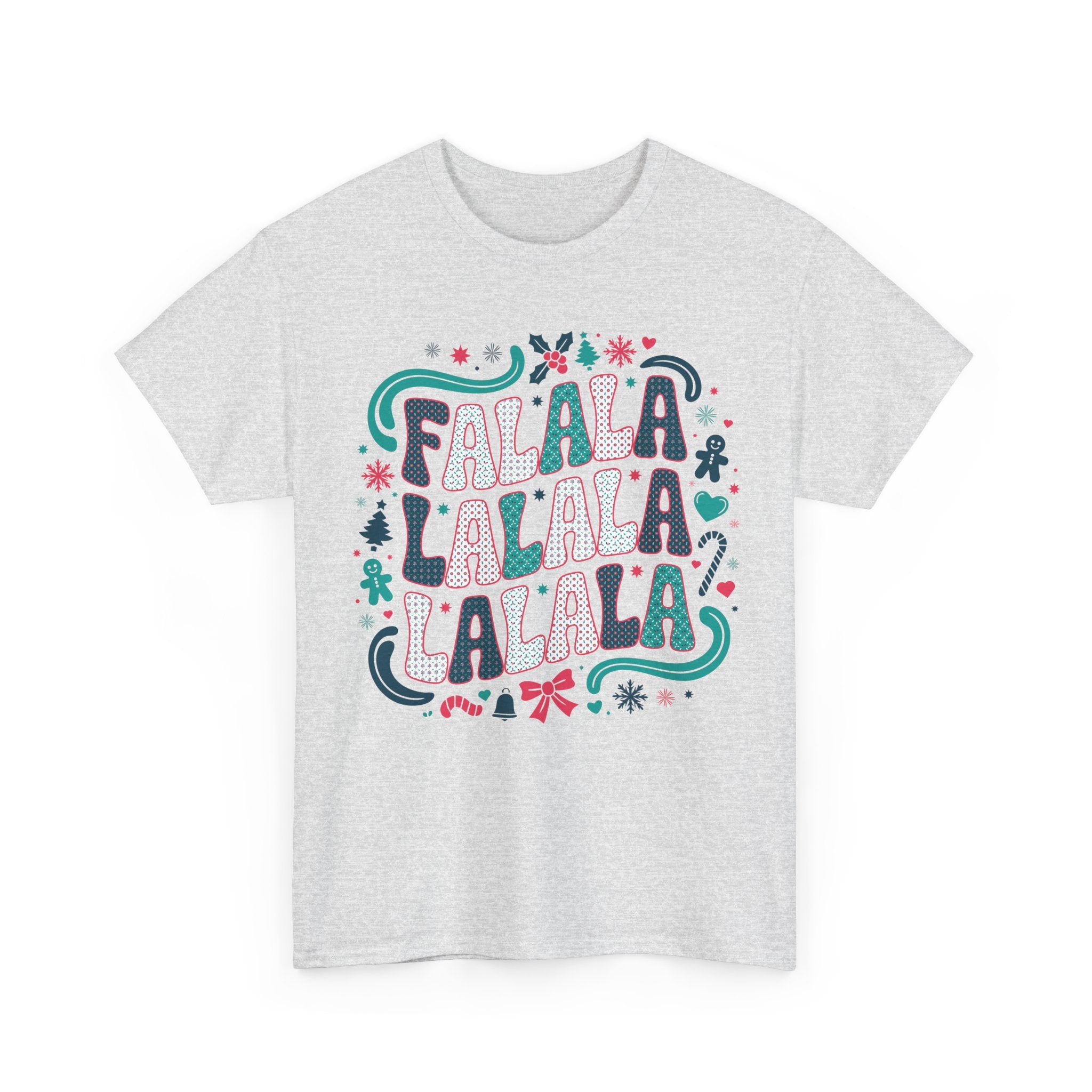 Fa La La La La Christmas T-Shirt — Festive Candy Cane & Gingerbread Holiday Unisex Cotton Tee