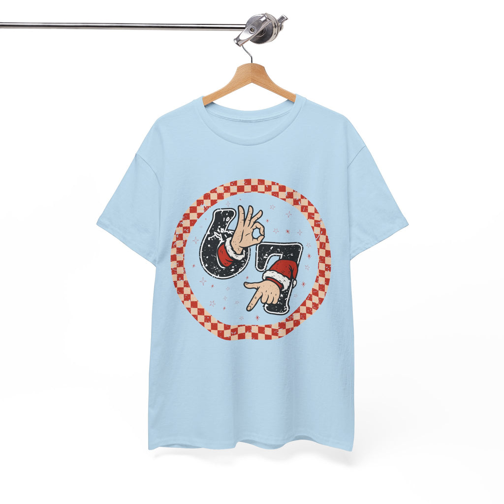 Retro Christmas Tee — Santa '67' & 'Y'all' Red Checkered Graphic.Unisex Cotton Tee