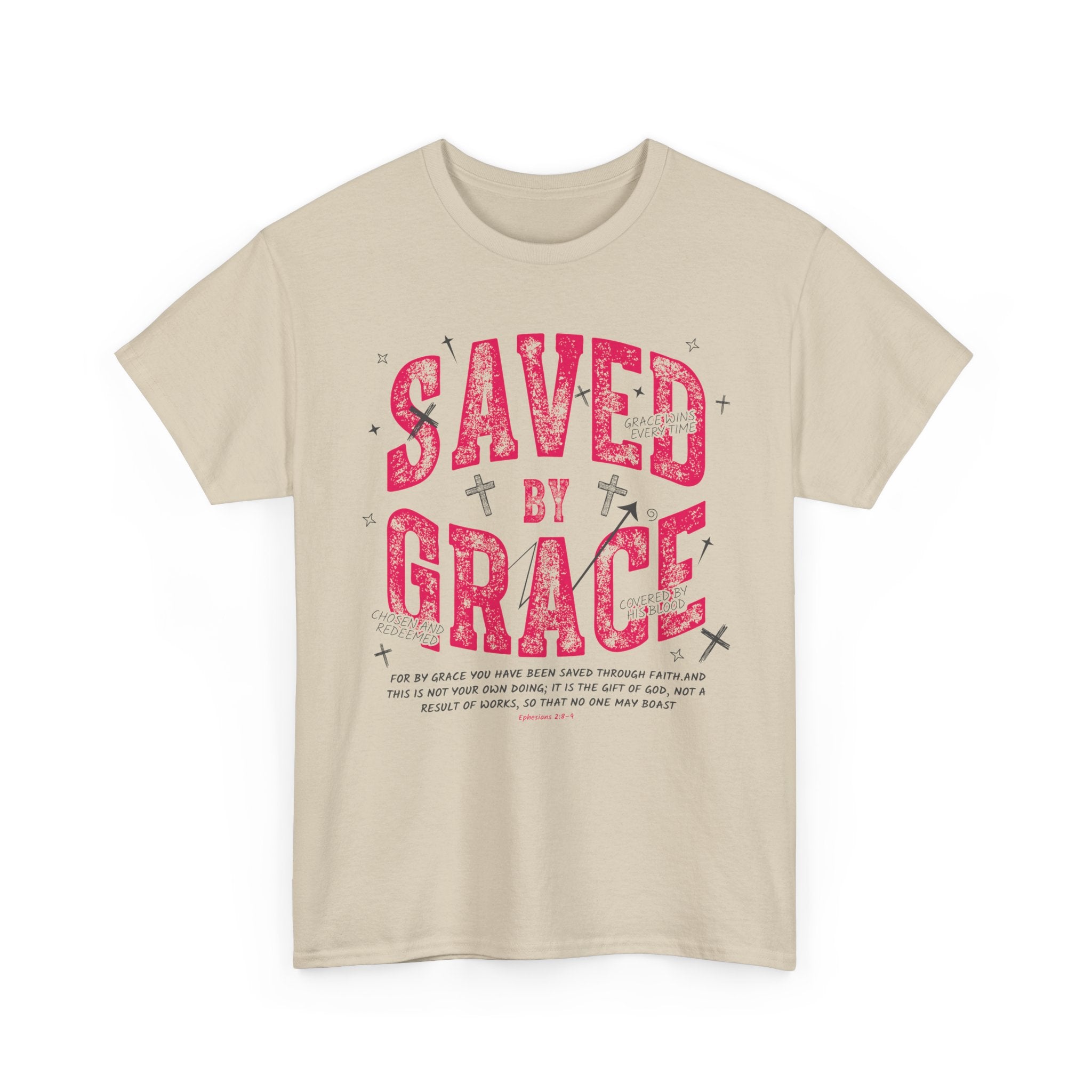 Saved by Grace Ephesians 2:8-9 Unisex Cotton T-Shirt