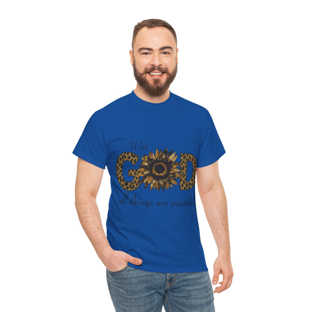 GOD Leopard Print Sunflower Unisex Cotton Tee