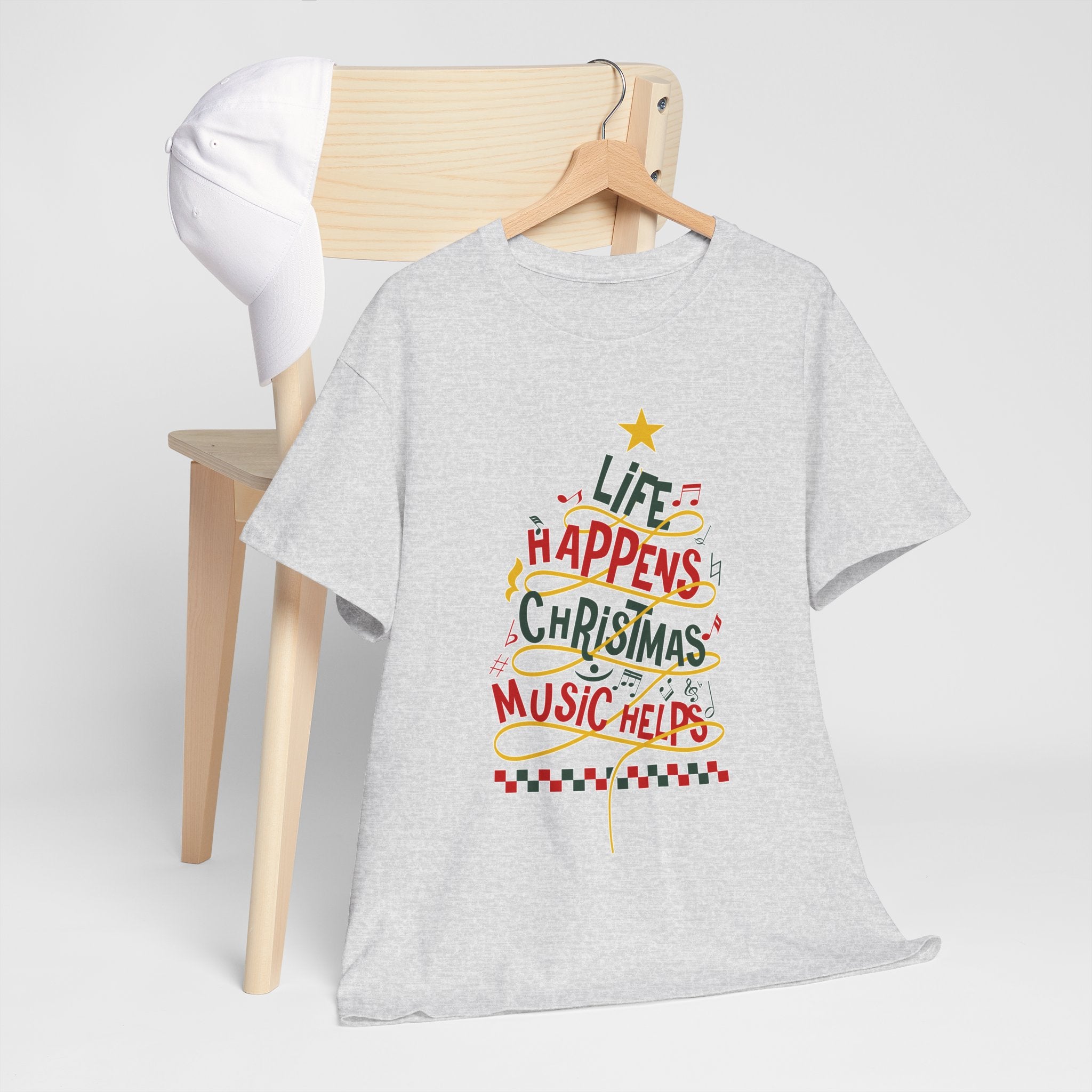 Christmas Tree Words Music Unisex Cotton Tee