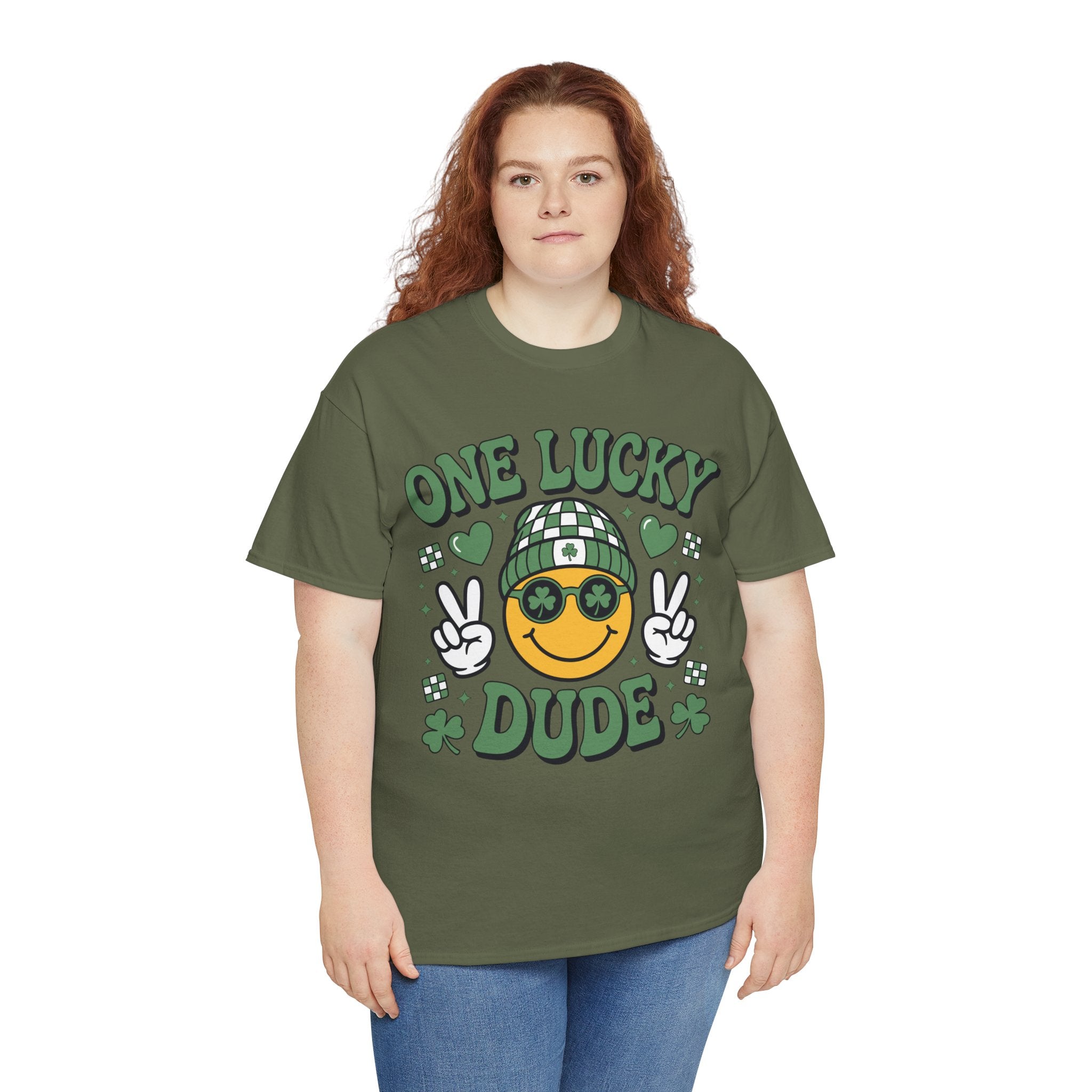 One Lucky Dude Shamrock Tee — St. Patrick's Day Smiley Unisex Cotton Tshirt