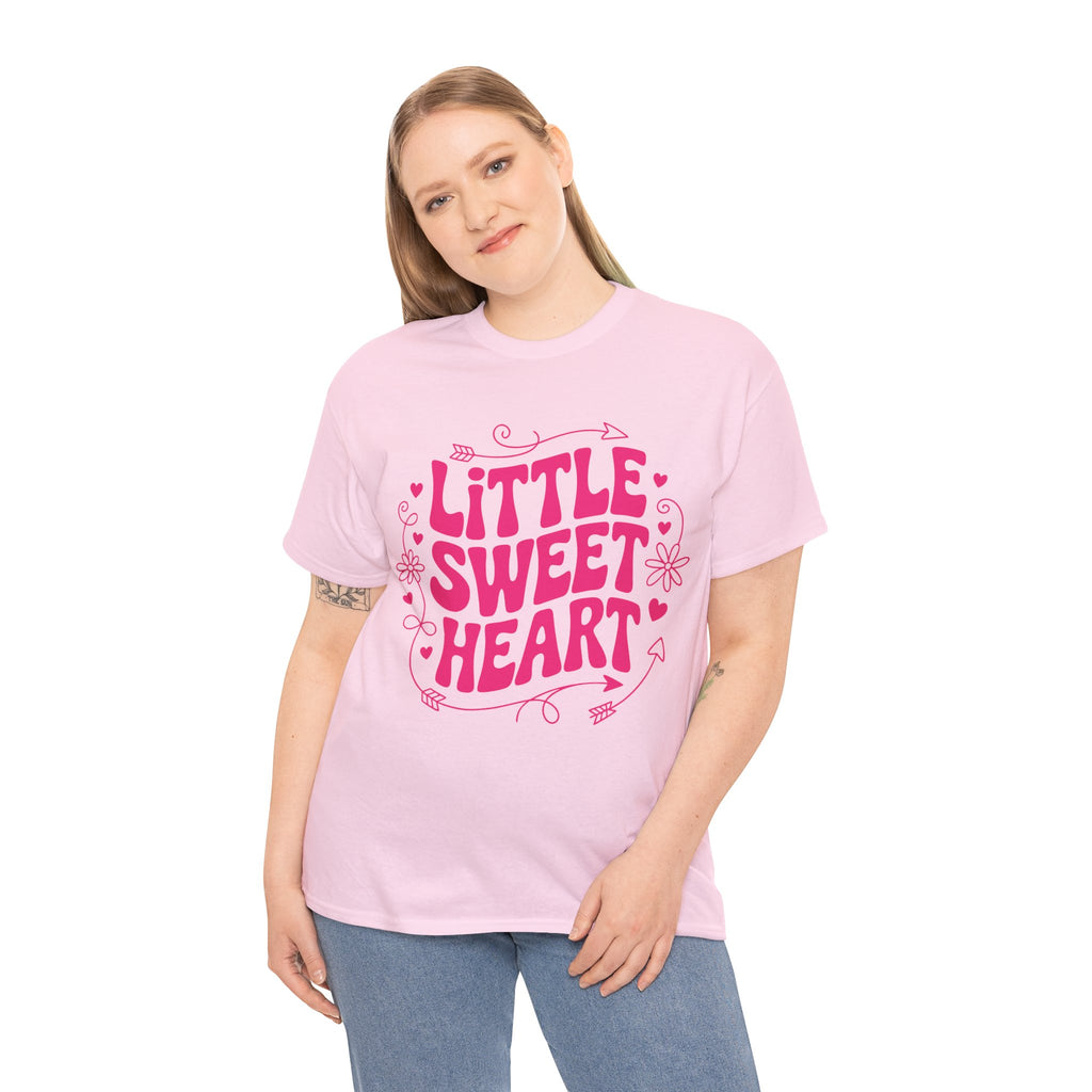 Little Sweetheart Retro Tee — Cute Red Hearts & Flowers Graphic Unisex Cotton Tee