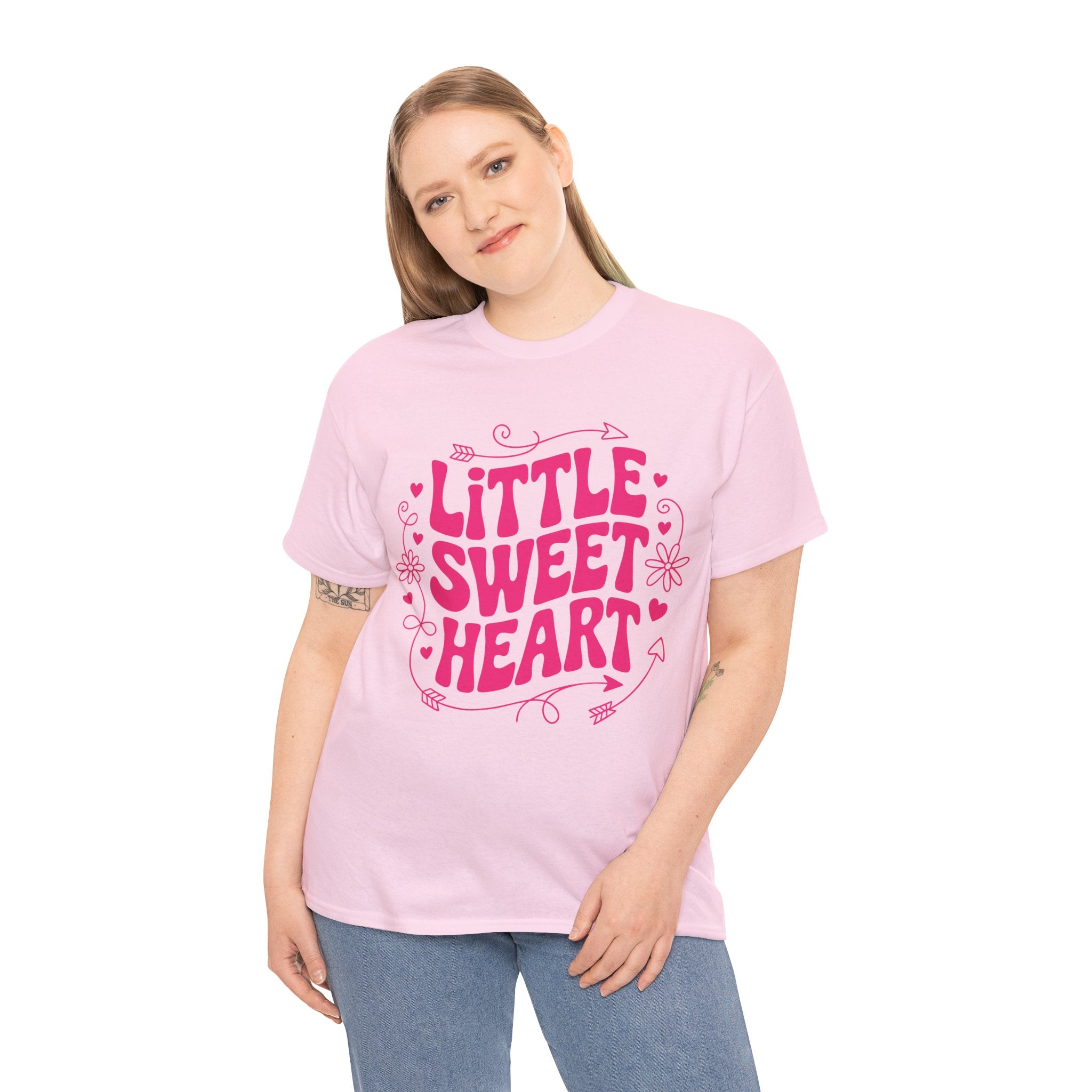 Little Sweetheart Retro Tee — Cute Red Hearts & Flowers Graphic Unisex Cotton Tee