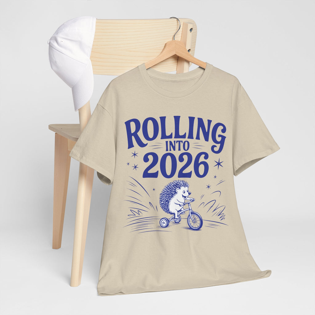 Rolling Into 2026 Hedgehog Tricycle Unisex Cotton Tee