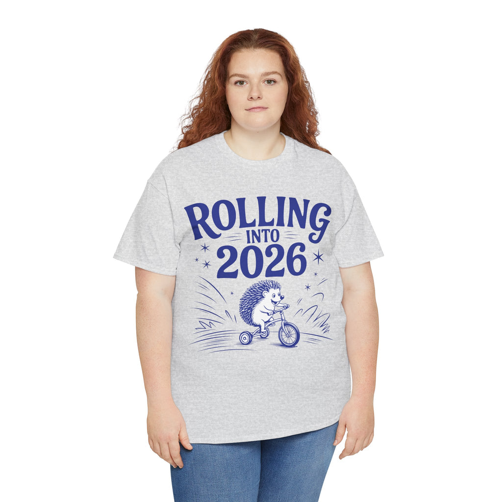 Rolling Into 2026 Hedgehog Tricycle Unisex Cotton Tee