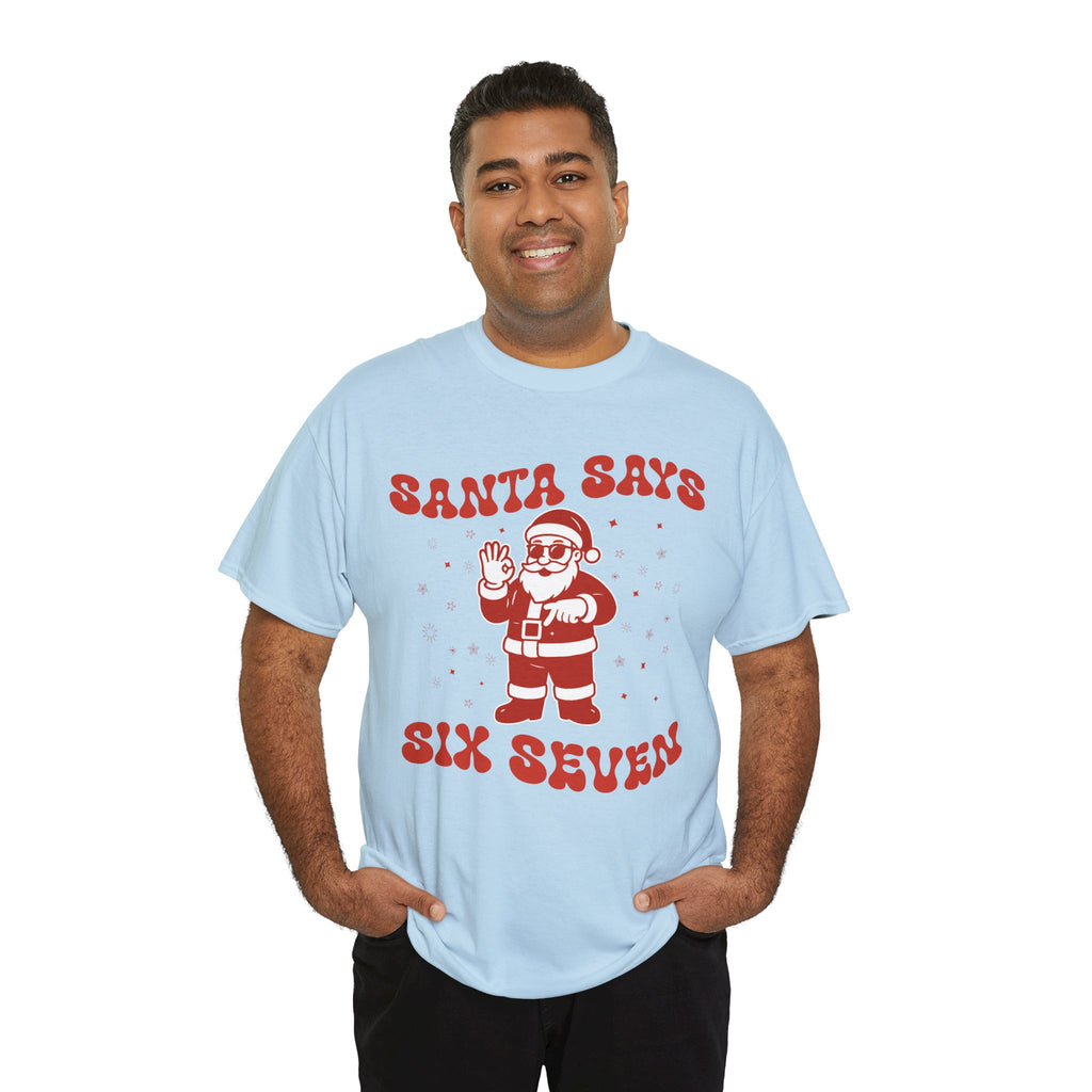 Retro 'Santa Says Six Seven' Christmas Unisex Cotton Tee
