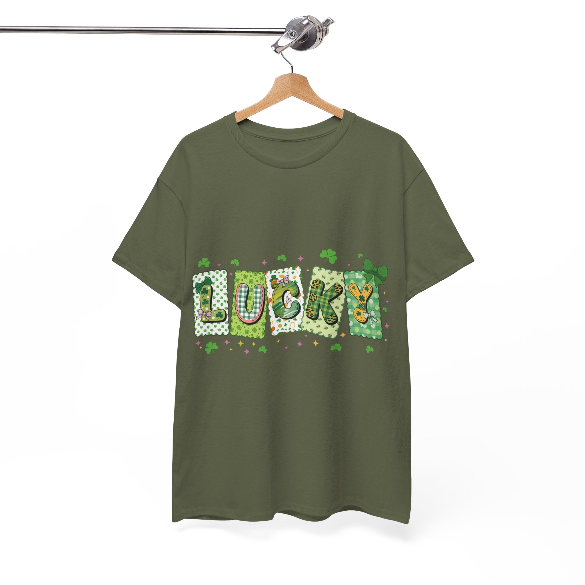 Lucky Patchwork Plaid Clover Tee — St. Patrick’s Day Unisex Cotton T-Shirt