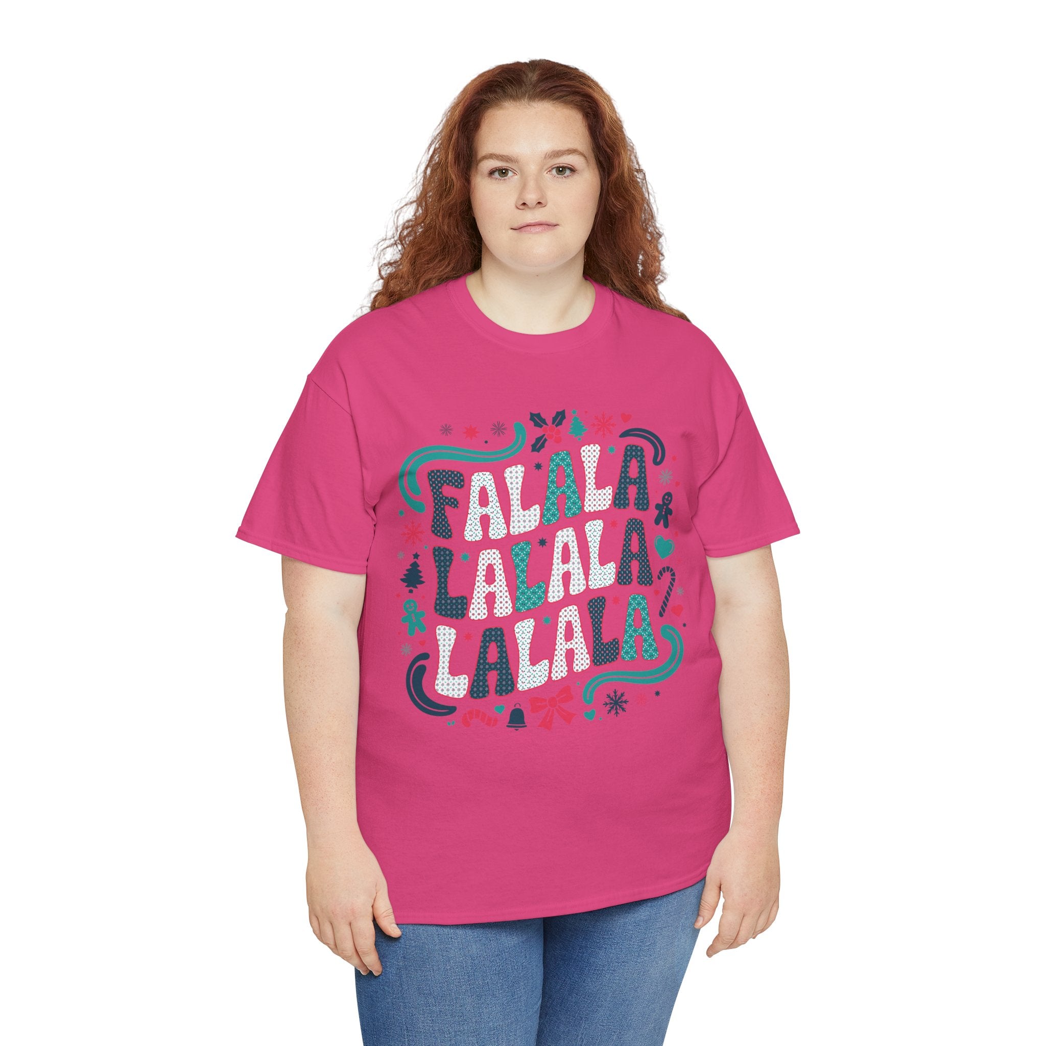 Fa La La La La Christmas T-Shirt — Festive Candy Cane & Gingerbread Holiday Unisex Cotton Tee