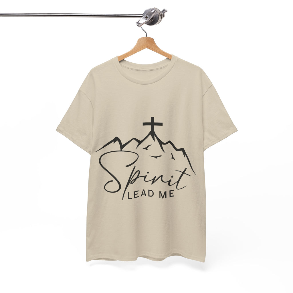 Spirit Lead Me Christian T‑Shirt — Minimalist Cross Unisex Cotton Tee