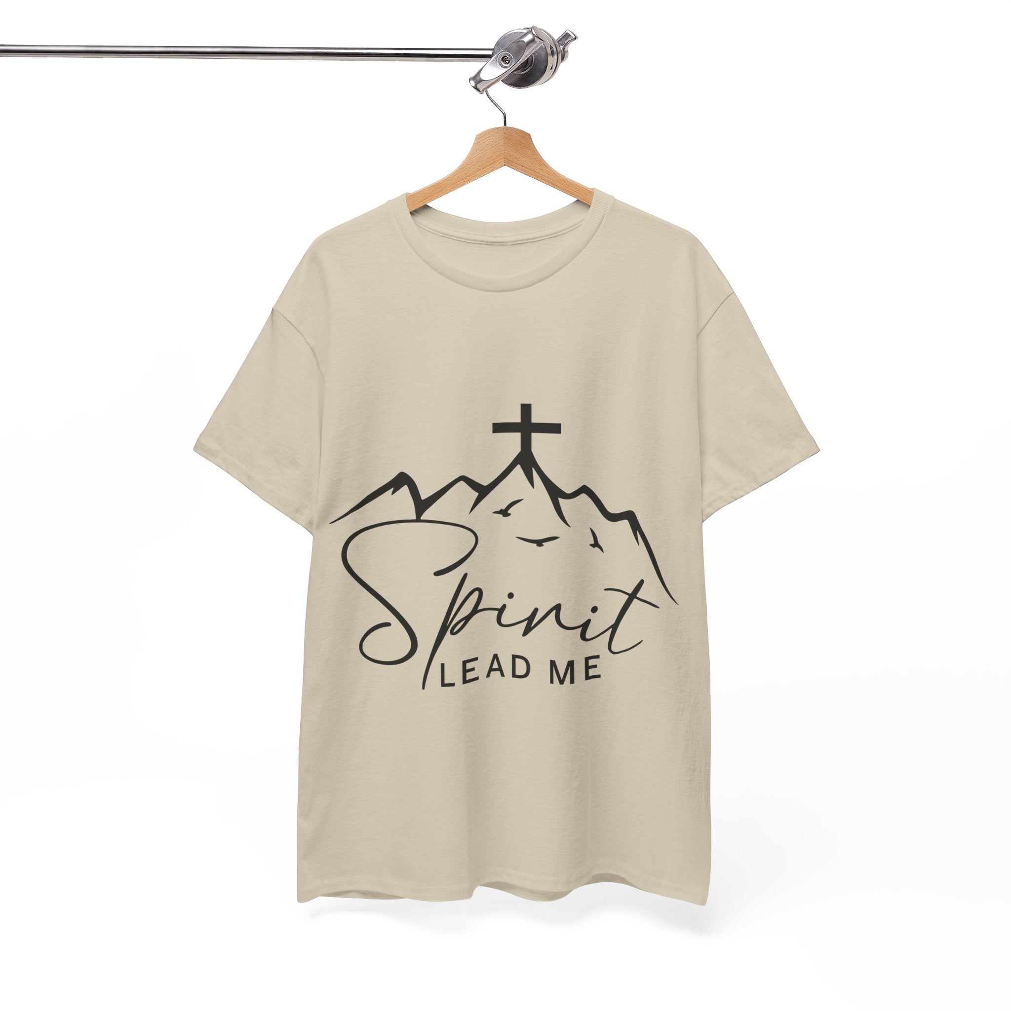 Spirit Lead Me Christian T‑Shirt — Minimalist Cross Unisex Cotton Tee