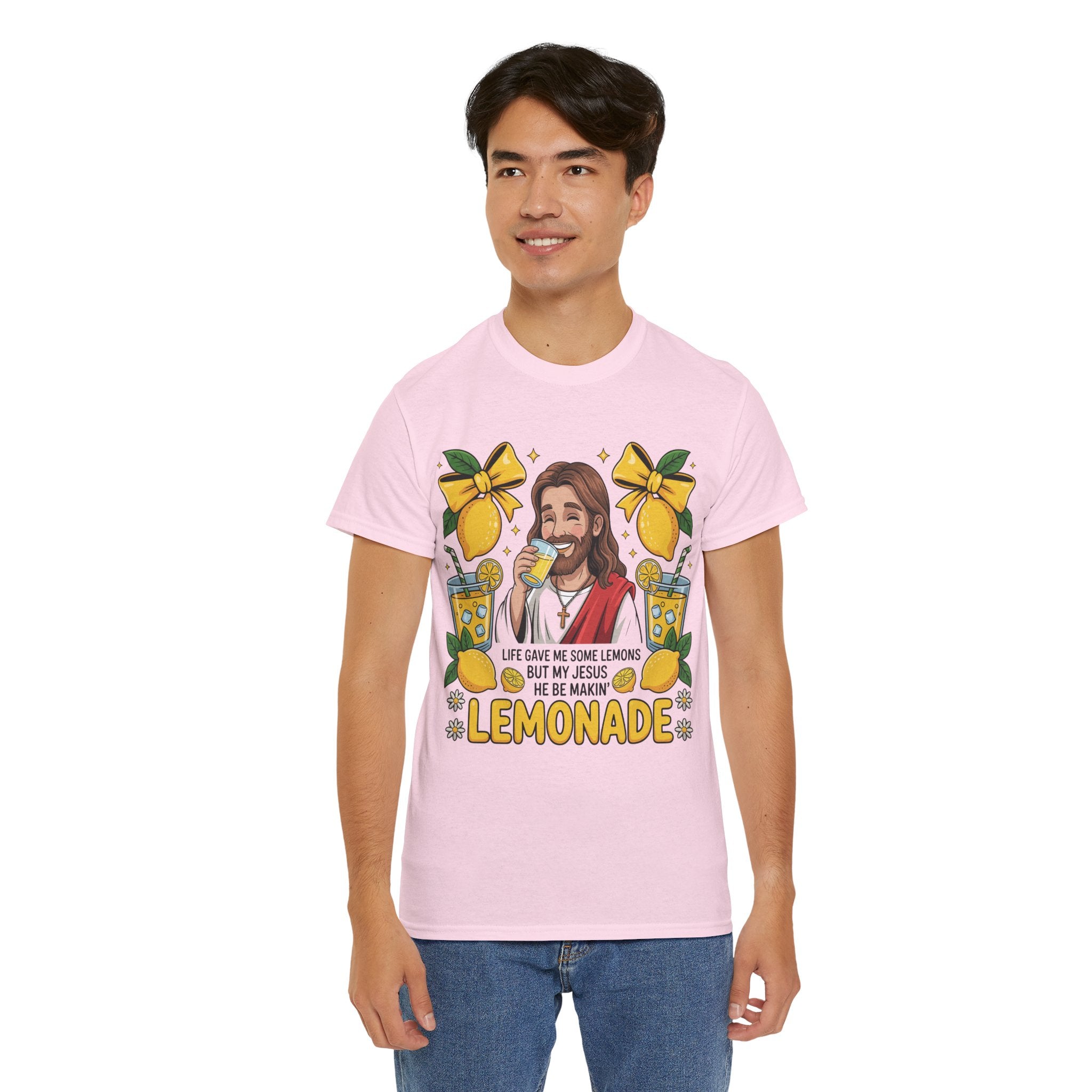 Jesus Drinking Lemonade T-Shirt — "Life Gave Me Some Lemons" Christian Unisex Cotton Tee