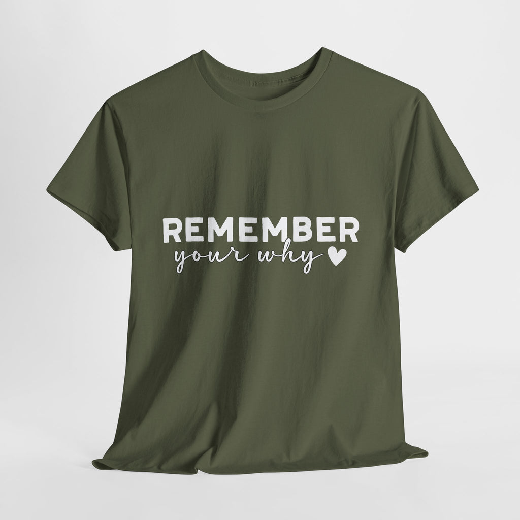 Remember Your Why Tee — Minimalist Heart Motivational Unisex Cotton Tshirt