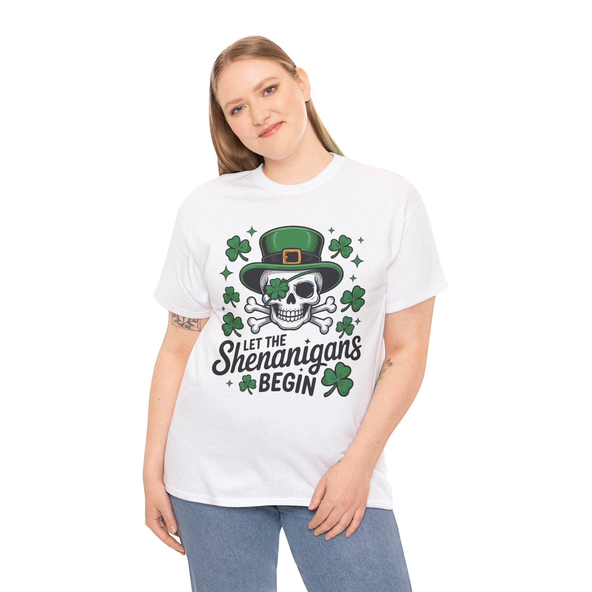 Let the Shenanigans Begin — Leprechaun Skull Unisex Cotton T-Shirt