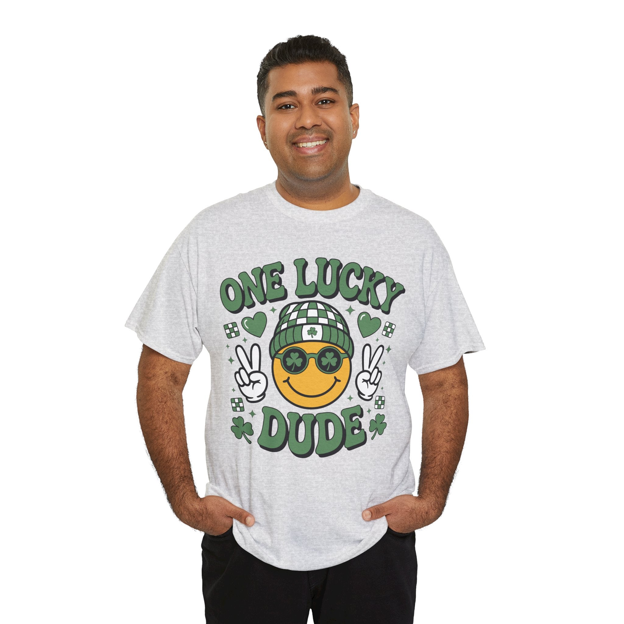 One Lucky Dude Shamrock Tee — St. Patrick's Day Smiley Unisex Cotton Tshirt