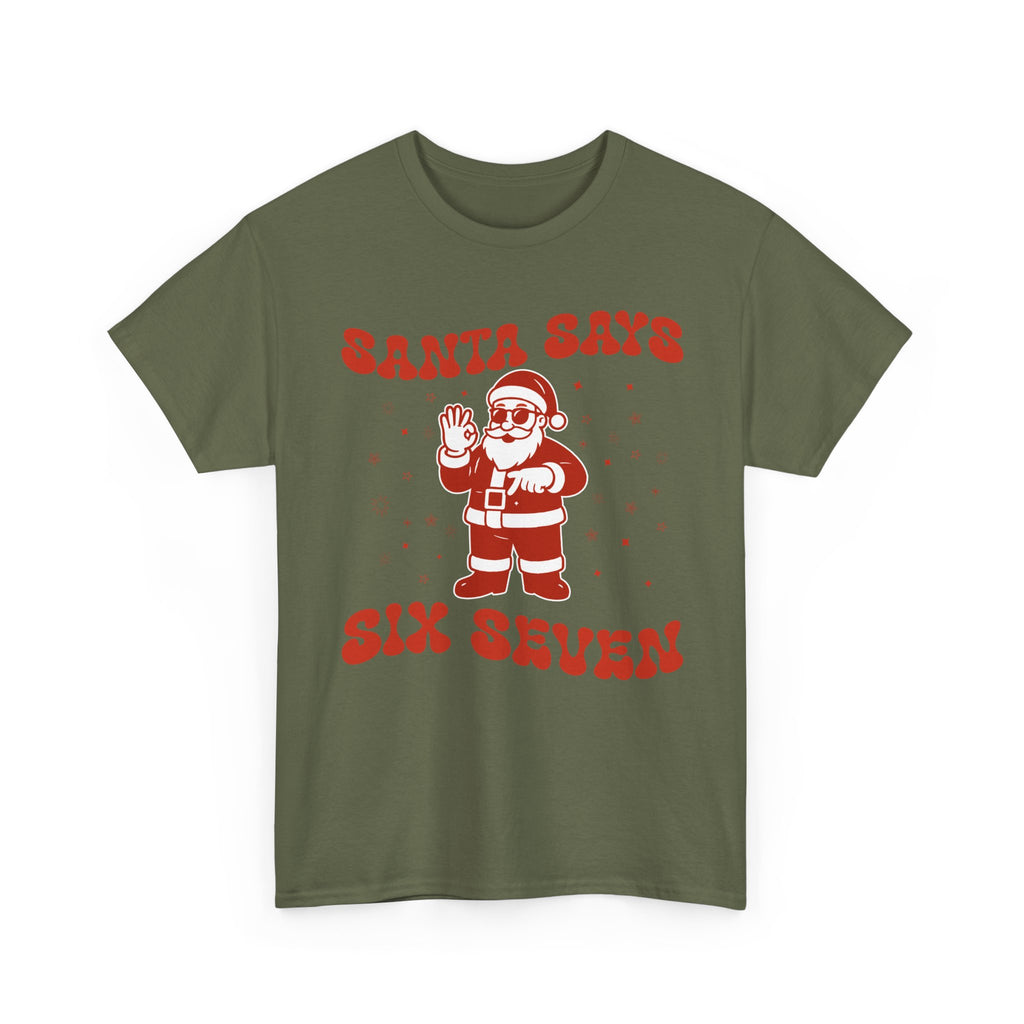 Retro 'Santa Says Six Seven' Christmas Unisex Cotton Tee