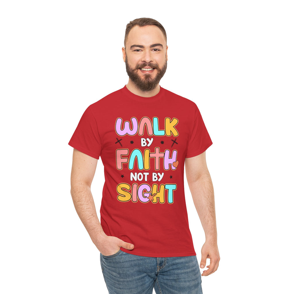 Walk by Faith Not by Sight T-Shirt — Pastel Christian Faith Unisex Cotton Tee