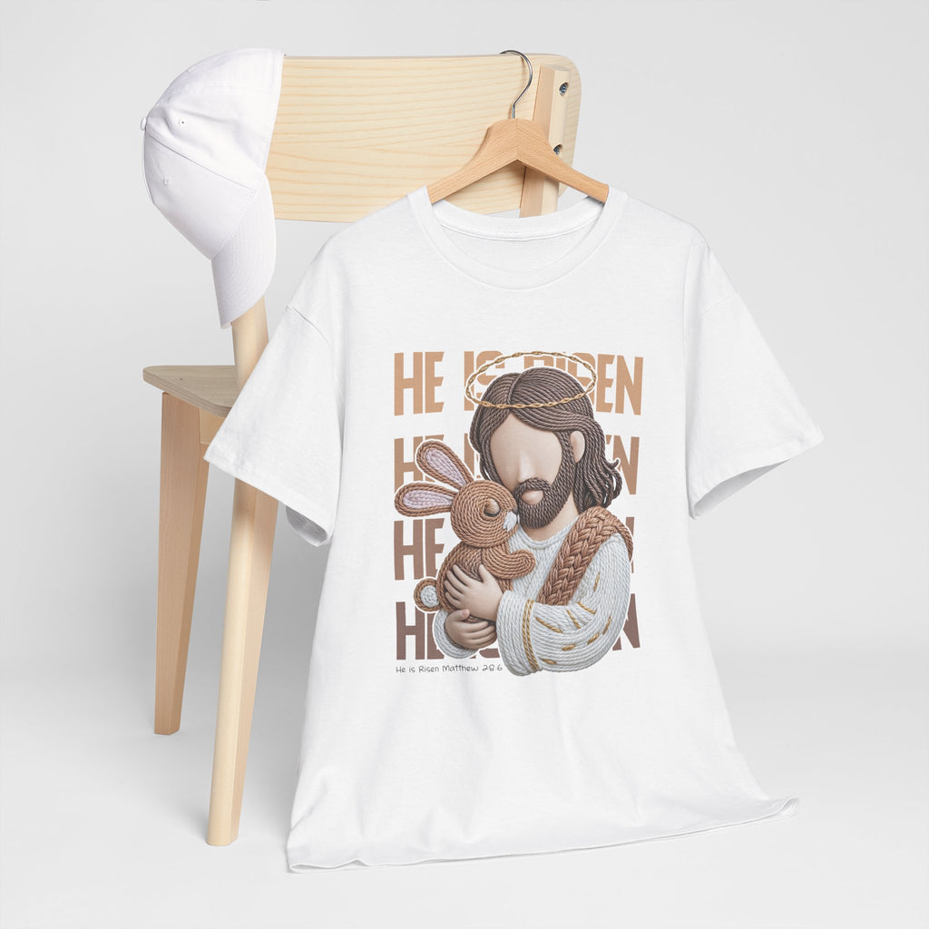 He Is Risen Matthew 28:6 Jesus With Lamb Unisex Cotton T-Shirt