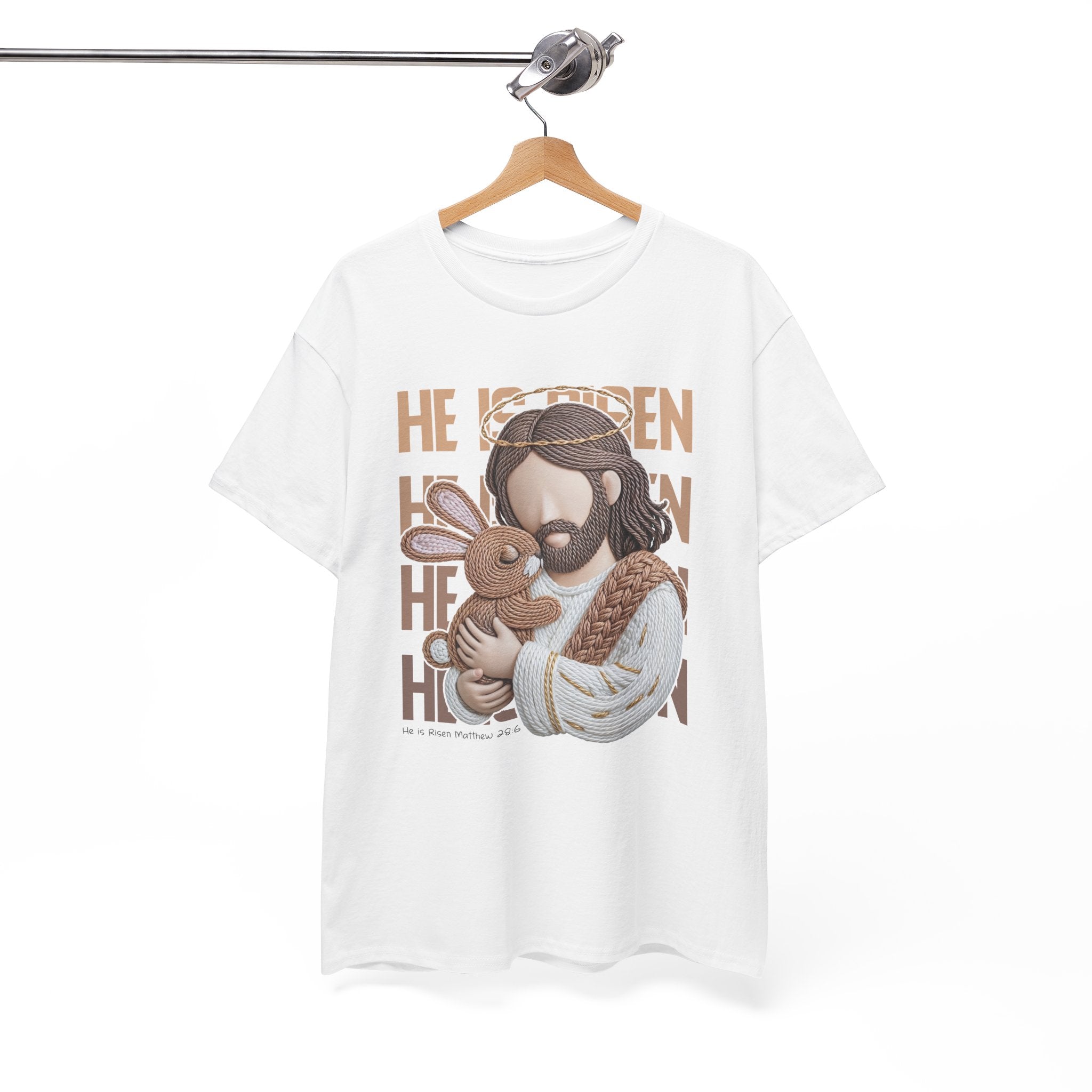 He Is Risen Matthew 28:6 Jesus With Lamb Unisex Cotton T-Shirt
