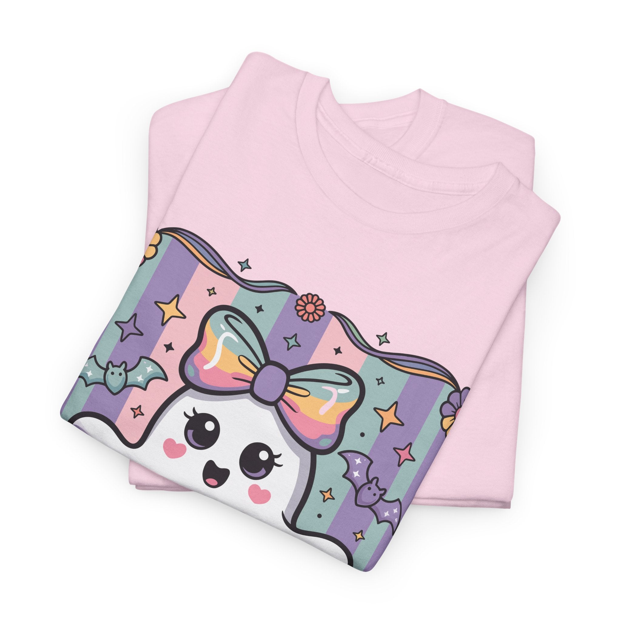 Pastel Ghost Rainbow Bow Unisex Cotton Tee