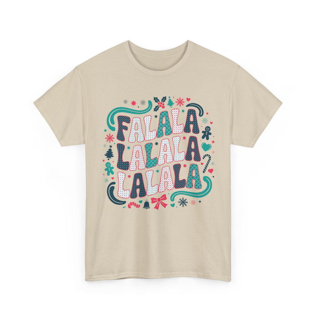 Fa La La La La Christmas T-Shirt — Festive Candy Cane & Gingerbread Holiday Unisex Cotton Tee