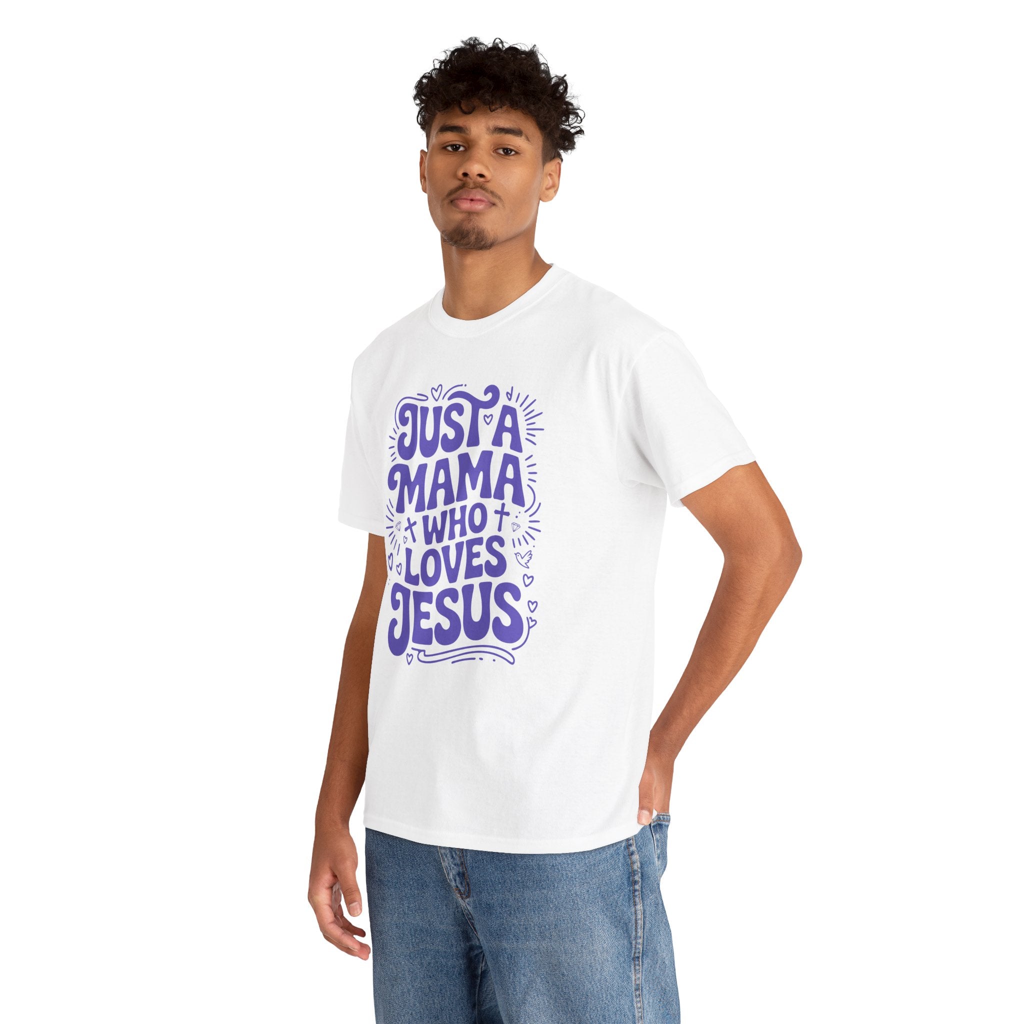 Mama Who Loves Jesus T-Shirt — Bright Green Bubbly Faith Unisex Cotton Tee