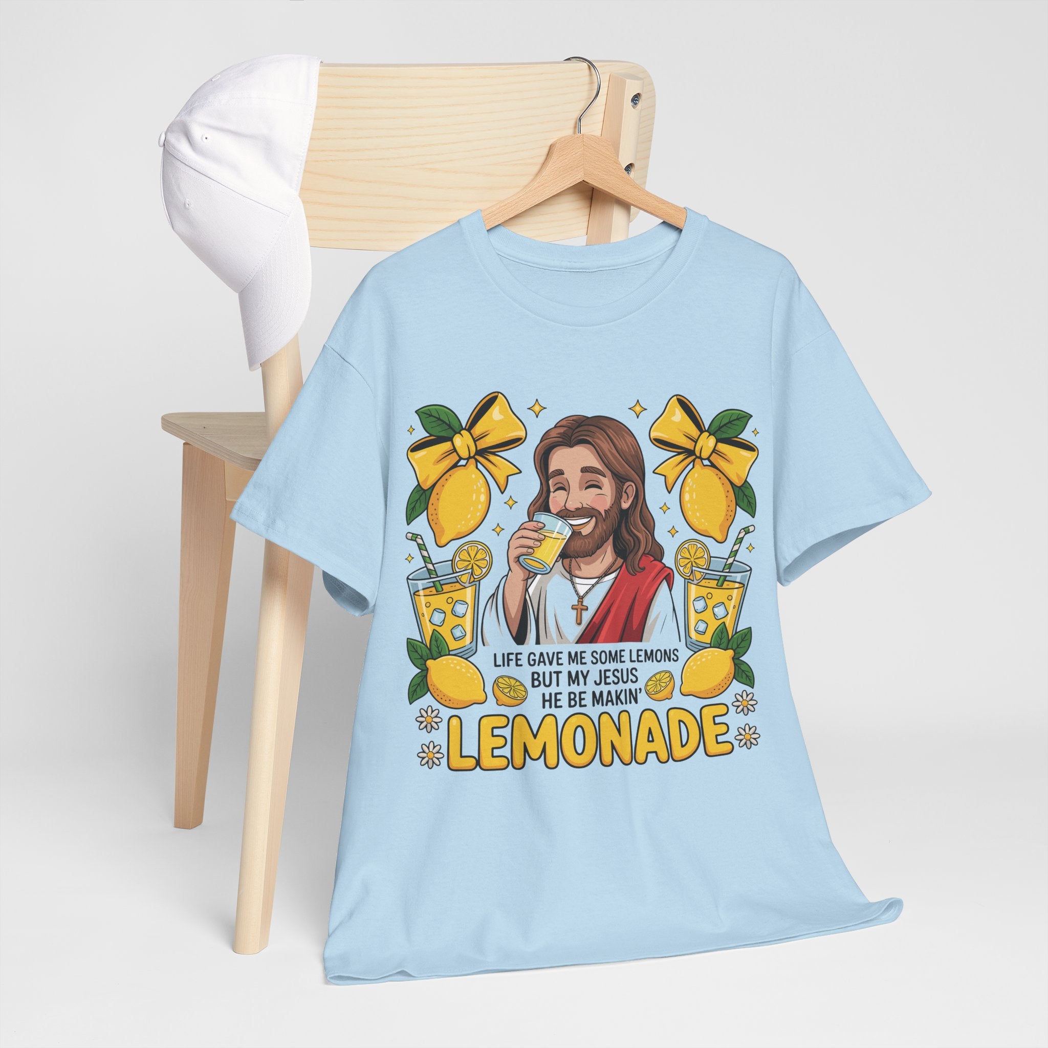 Jesus Drinking Lemonade T-Shirt — "Life Gave Me Some Lemons" Christian Unisex Cotton Tee