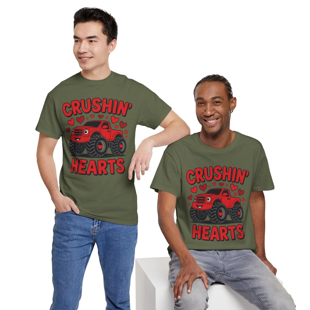 Crushin’ Hearts Valentine Monster Truck Unisex Cotton Tee