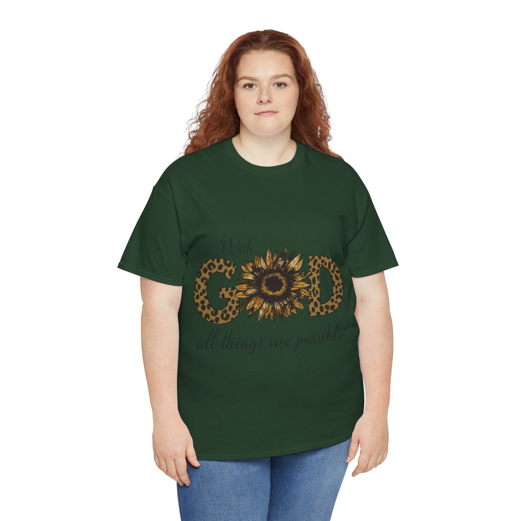 GOD Leopard Print Sunflower Unisex Cotton Tee