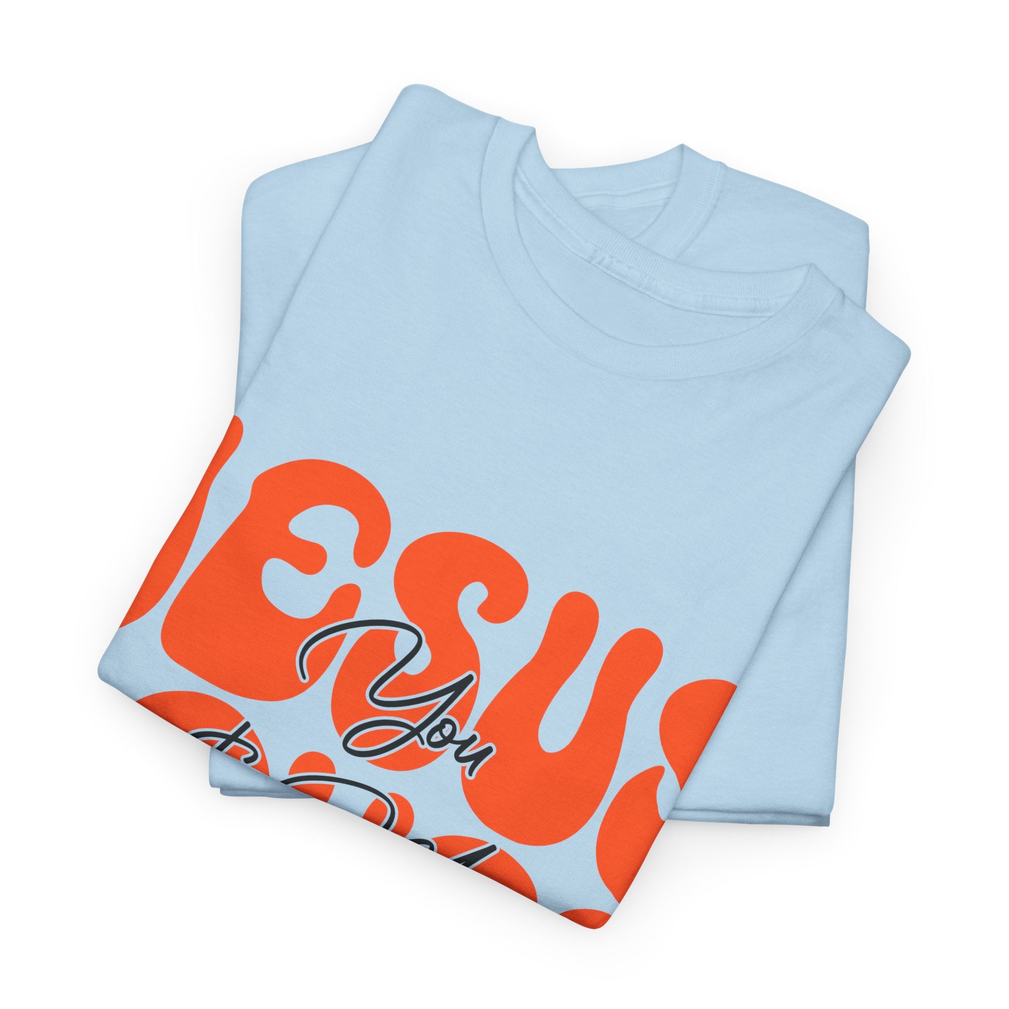 Jesus Loves You & Me Retro Tee — Playful Orange Bubbly Christian Unisex Cotton T-Shirt