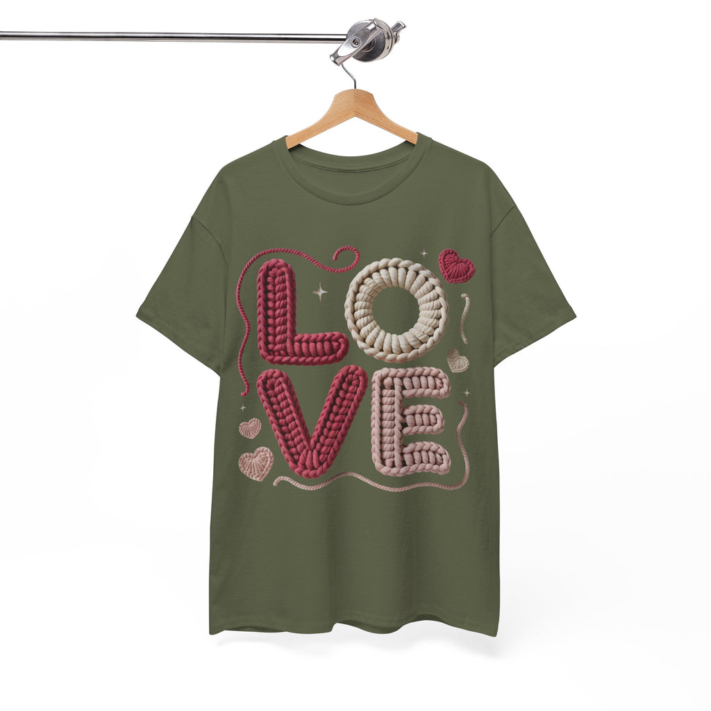 LOVE Faux Yarn Heart Unisex Cotton Tee