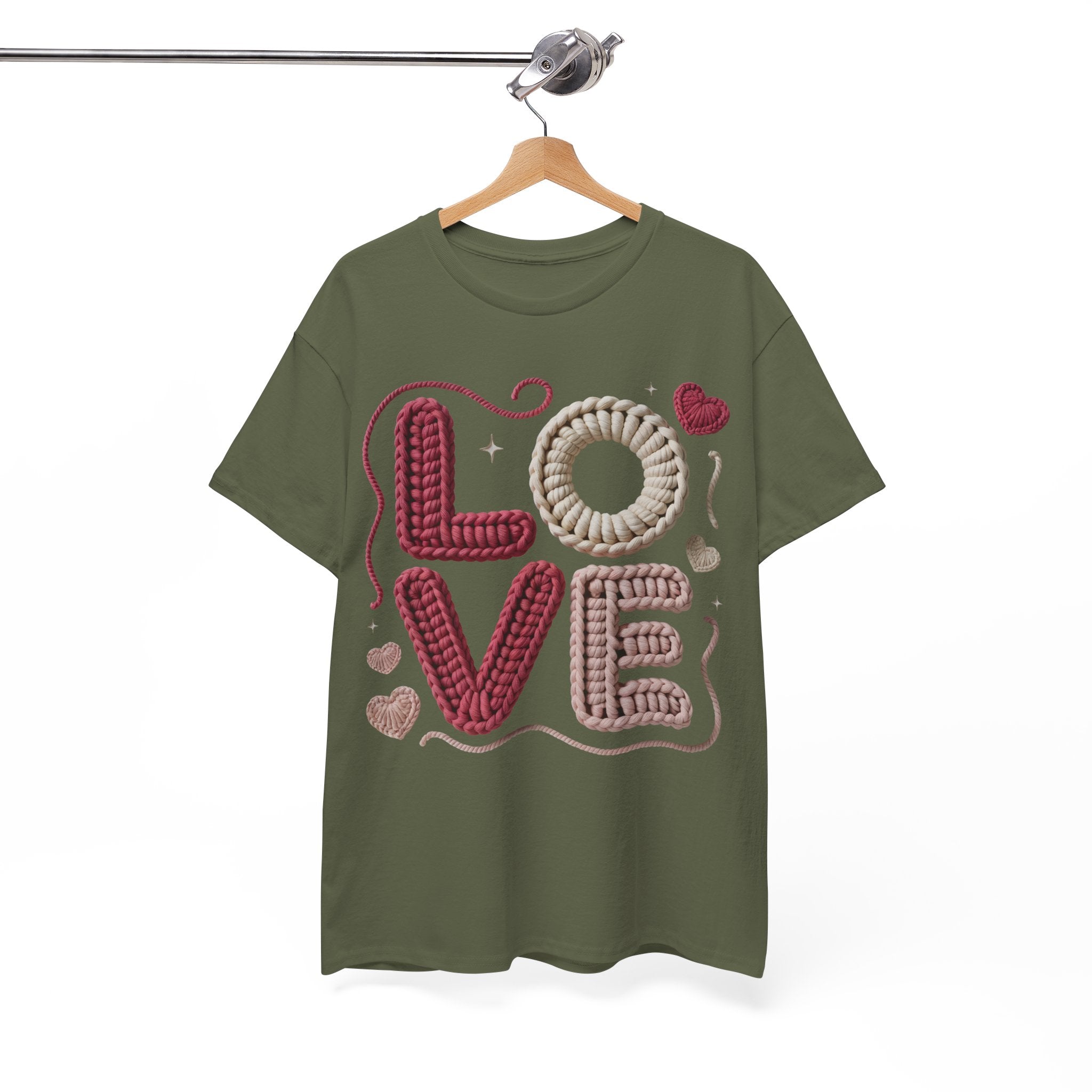 LOVE Faux Yarn Heart Unisex Cotton Tee