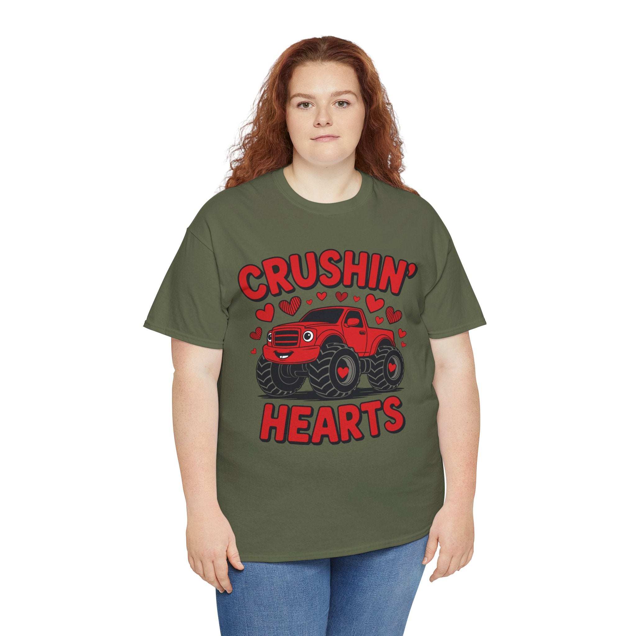 Crushin’ Hearts Valentine Monster Truck Unisex Cotton Tee