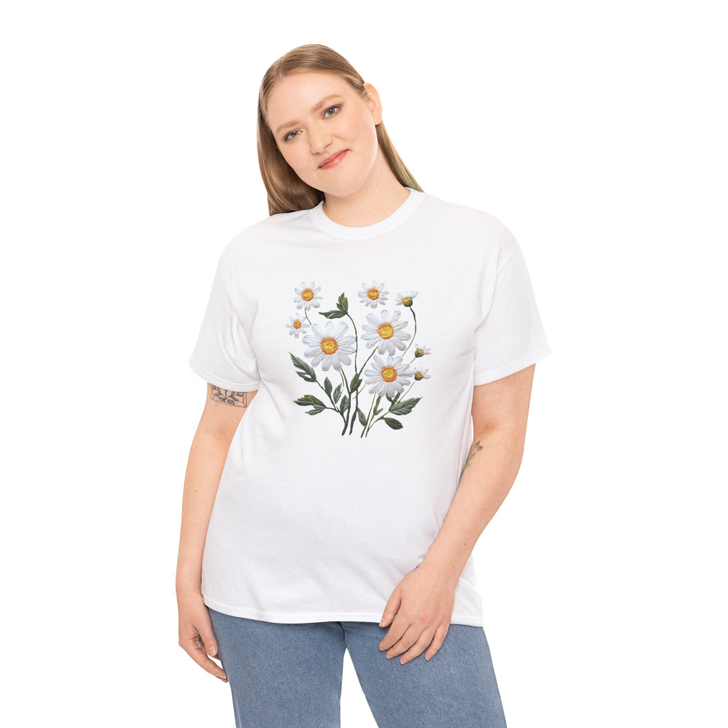 God Is Good All The Time Embroidered Daisy Unisex Cotton Tee