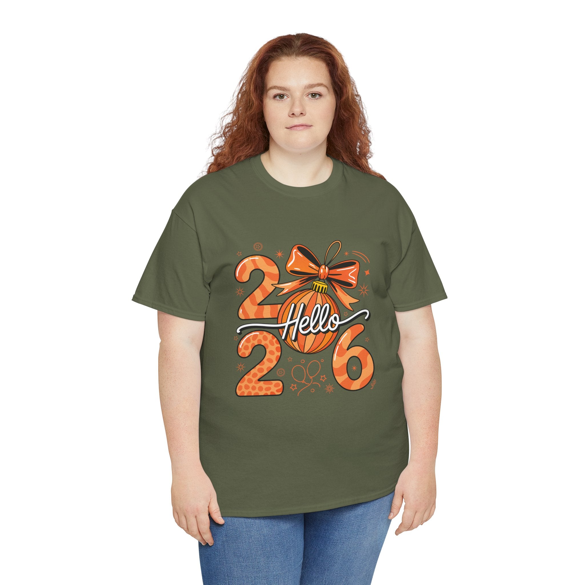 Hello 2026 Christmas Ornament Tee — Festive Orange Holiday Unisex Cotton T-Shirt