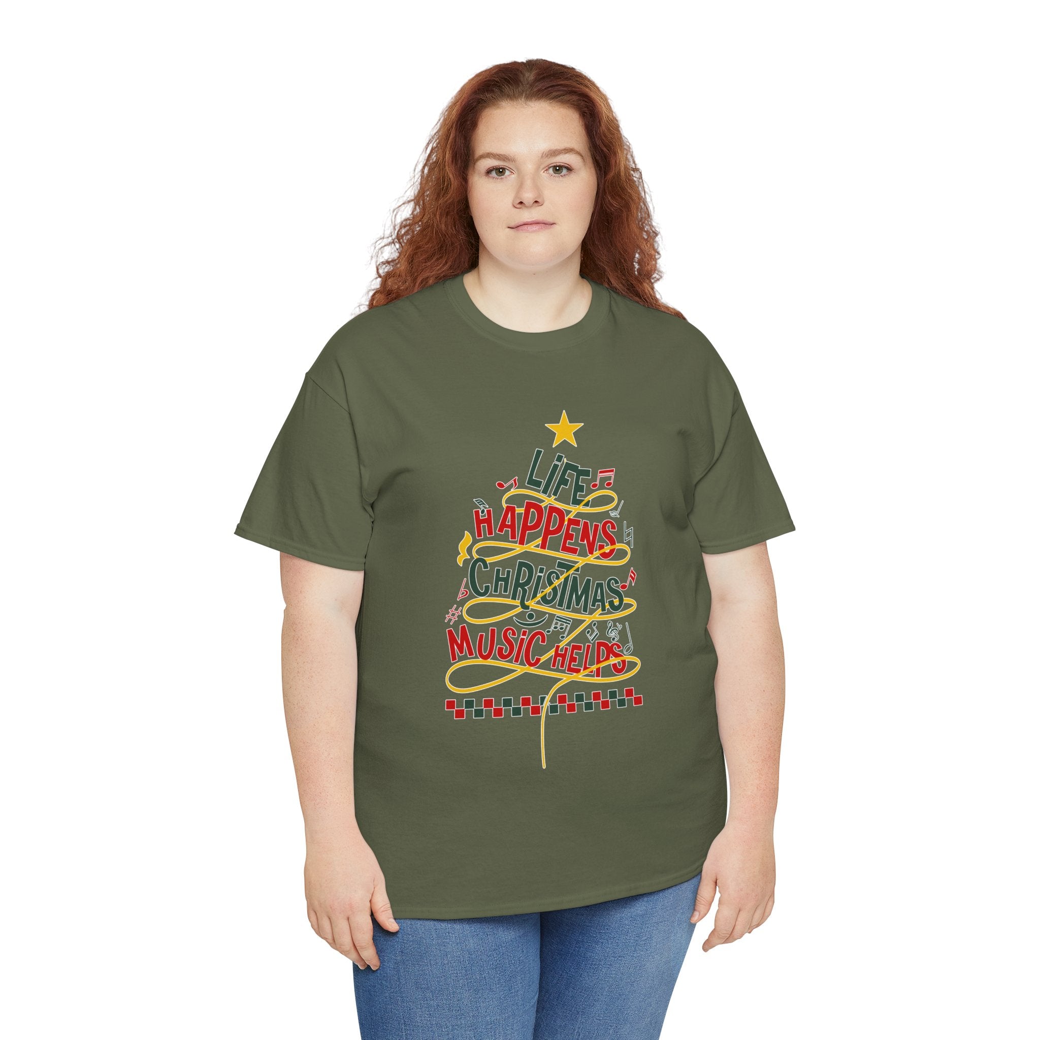 Christmas Tree Words Music Unisex Cotton Tee