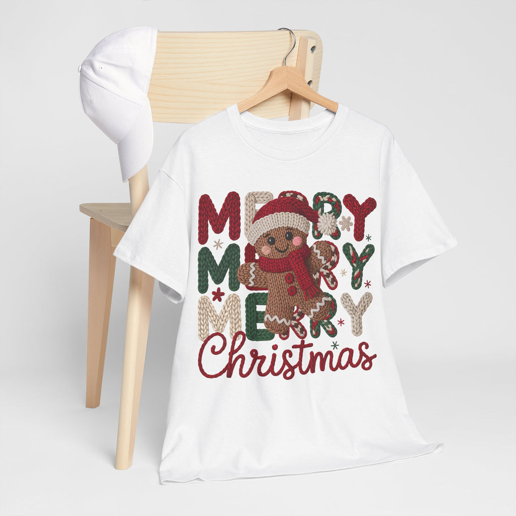 Merry Merry Merry Christmas Gingerbread Unisex Cotton Tee