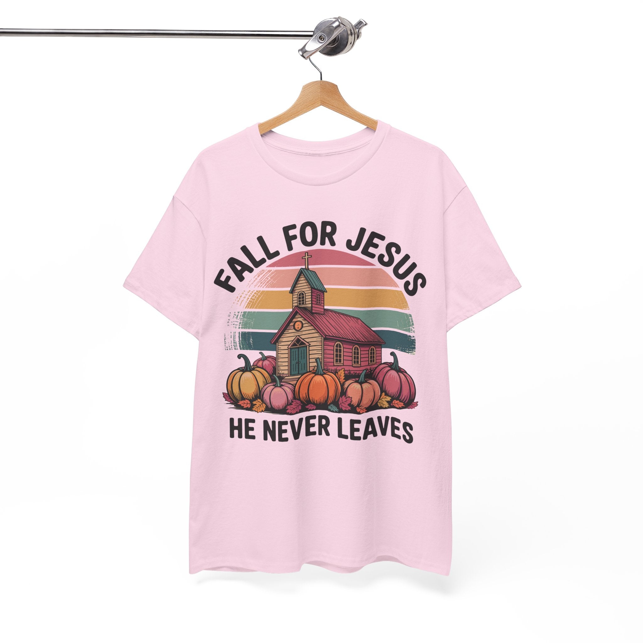 Jesus Leopard Print Fall T-Shirt — Pumpkins, Leaves & Floral Faith Unisex Cotton Tee
