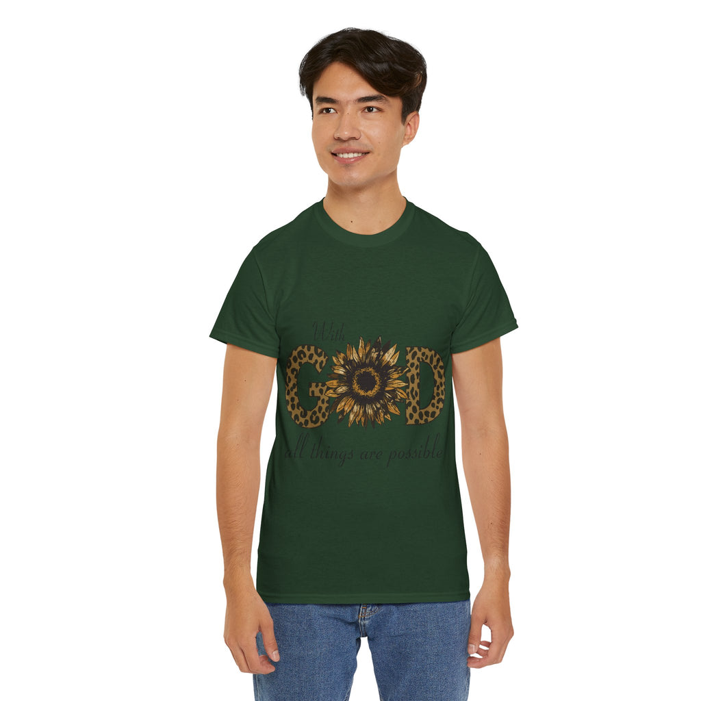 GOD Leopard Print Sunflower Unisex Cotton Tee
