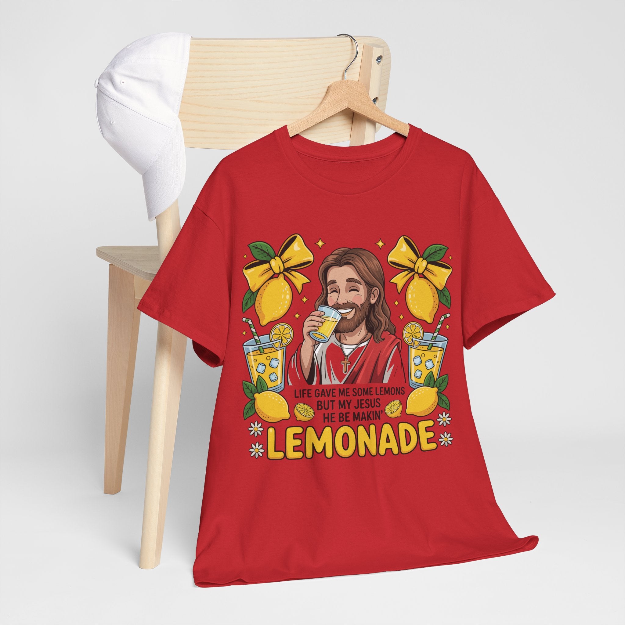 Jesus Drinking Lemonade T-Shirt — "Life Gave Me Some Lemons" Christian Unisex Cotton Tee