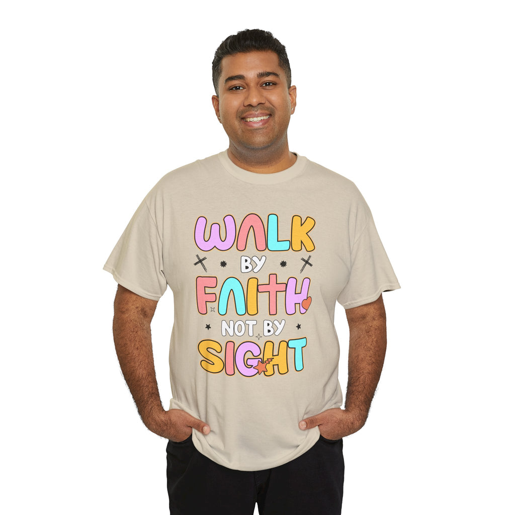 Walk by Faith Not by Sight T-Shirt — Pastel Christian Faith Unisex Cotton Tee